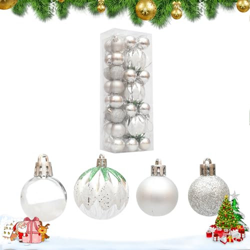 PLUSHCEWT 35 Piezas Bolas de Navidad con Diseños Variados Irrompibles Decoraciones para el árbol de Navidad Bolas de Navidad Rojas y Blancas para el Hogar Fiesta Vacaciones Boda Decoración (Blanco)