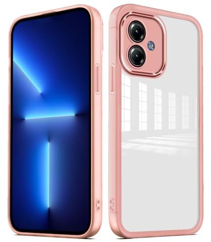 YUXING Hülle für Motorola Moto G14 Handyhülle Transparente mit Kameraschutz Folie Ultra Dünnes Schutzhülle Bumper Slim Case Back Cover - Rosa