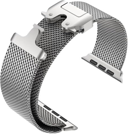 SRena MLNS for Cinturino Apple Watch 38 40 41 42 44 45 46 mm,Ultra e Ultra 2,SE,Serie 7/8/9/10 - Compatibile con Tutti i Modelli,Argento Titanio
