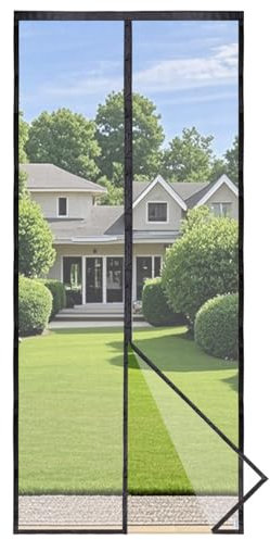Apalus Prime Moustiquaire Magnétique Pour Porte, Rideau en Maille, Joint Magnétique de Haut en Bas avec Fermeture Automatique, Maintient l'air frais à l'intérieur (95x220 CM,Noir)
