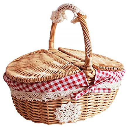 Ciieeo Canasta De Picnic Tejida De Mimbre De para Frutas Verduras Pan Almacenamiento