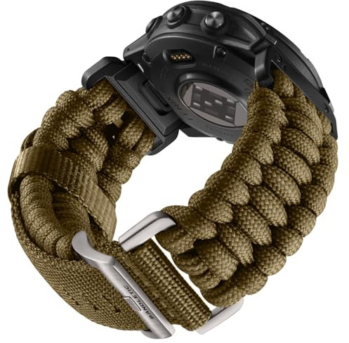 Bandletic 22mm Correa Compatible con Garmin Fenix 6 Pro/Fenix 7/Fenix 6/Fenix 5, QuickFit Nylon Trenzado Sport Muñequera para Epix 2/Epix 2 Pro 47mm/Forerunner 945/965/955/Instinct 2, Amarillo Tan