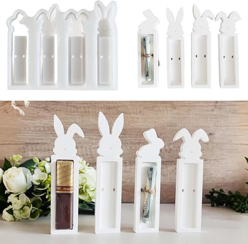 Skeadex Silikonformen Ostern, 4er Set: Silikonform Hase, Herz & Geldgeschenk Giessform, Hochwertiges Silikon, Flexibel & Wiederverwendbar