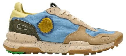 Satorisan - Chacrona Linen - Casual Sneaker Herren - Vintage Leder und Leinen Sportschuhe Bequem, Nachhaltig und Dauerhaft - Farbe Blue Swirl - Größe 43