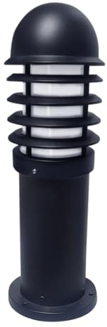 firstchoicelighting Modern Black Louvred Design Outdoor Post or Bollard Lamp, Height 475mm, IP44 Rated, LED Compatible, Driveway Lighting