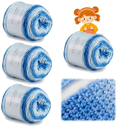 Farbverlaufsgarn, 400g (4x100g) Wolle mit Farbverlauf zum Häkeln, Superweiche Mehrfarbiges Perfekt zum Weben von Babydecke Pullover Schal Hüte