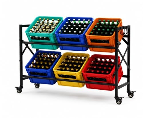 JocLLetA Getränkekistenregal für 6 Kisten mit Rollen – Extrem Stabiles Metallregal, 250kg Tragkraft – Wasserkistenregal & Bierkistenregal für Küche, Keller & Speisekammer