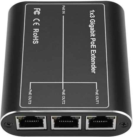 Fangxuee IEEE802.3af/At 30W Network PoE Signal Gigabit PoE Extender Ethernet Repeater for Security Systems Camera
