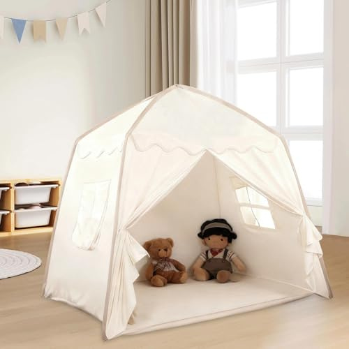 Ravytha Spielzelt Kinder Indoor Faltbares, Zelt Kinderzimmer mit Bodenmatte, Kinderhaus mit Fenstern und Fiberglasstangen, Kinderzelt für Drinnen, Kinderzelt Indoor Spielhaus(130cm × 100cm × 130cm)
