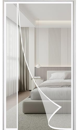 Moustiquaire Porte Magnétique 90x215cm Rideau Moustiquaire Pour Porte Fenetre Ouverture latérale Rideau Mains Libres de Séparation en empêcher les insectes d'entrer Blanc