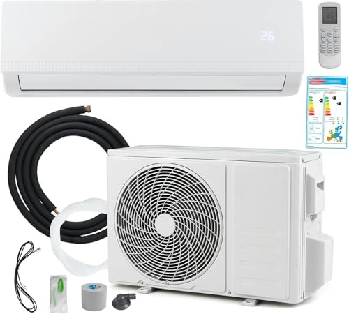 9000 Btu Wall Mounted Ac, 5-in-1 Split Air Conditioner With Heating, Cooling, Dehumidifying, Fan, Air Purifier, A++ Energy Efficient, Remote Control Heat Pump Unit