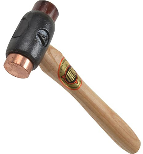 Thor 208 Martello bifacciale in rame, pelle grezza, misura A, (marrone, nero)