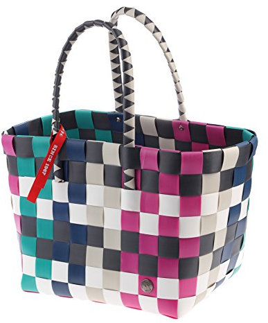 Witzgall Shopper 5010/49/0 Vicky grün und weiss im Vintage Style, 37 x 24 x 28 cm, Einkaufstasche, Einkaufsshopper, Markttasche