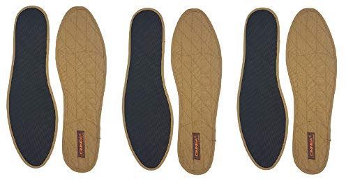 Cinnea 3 Paar Zimt Einlegesohlen, Antirutschvlies gegen Schweiß und Fußgeruch, Damen, Herren, Braun, Größe 47