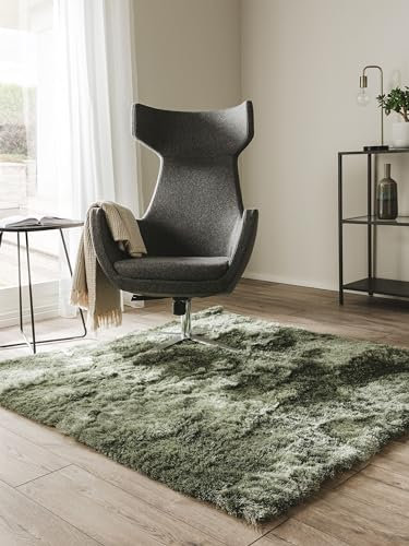 benuta Nest Hochflorteppich Whisper - Grün 200x200 cm - Kuschelig Weicher Teppich für Schlaf- und Wohnzimmer - Pflegeleicht - Fußbodenheizung Geeignet