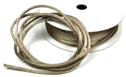 10m Rolle Flechtkordel Satin 2mm, Farbe:dunkel beige - grau 838