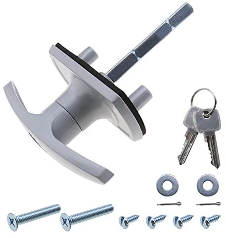 Silver T Garage Door Lock 75mm Shaft 35mm Fixing Spigots Compatible with Cardale Henderson