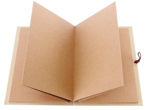 Kraftpapier Hardcover Akkordeon Stil DIY Foto Ablum Buch 36 Seite leer Sammelalbum für Abschlussfeier Geburtstag Hochzeit Abschluss (hellbraune Seiten)