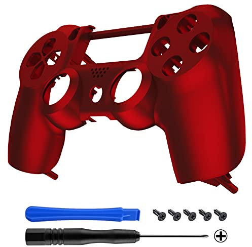 extremerate Carcasa frontal de agarre suave para mando PS4 JDM-001 JDM-011 JDM-020, color rojo
