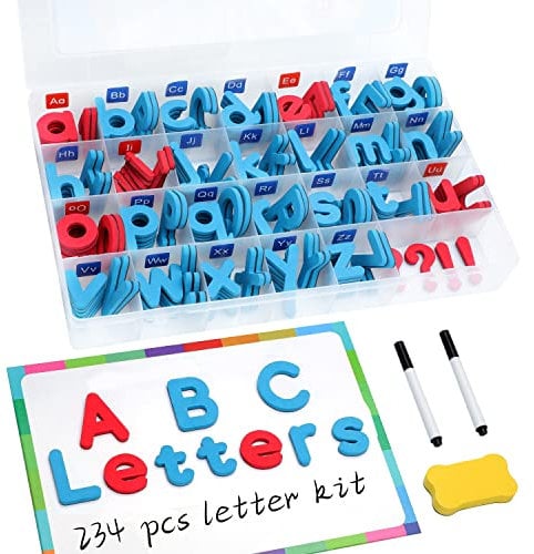 RASSE Magnetic Alphabet Letters 234 Pcs Foam Educational Alphabet Refrigerator Magnets