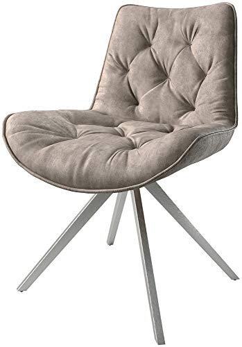 DELIFE Polsterstuhl Taimi-Flex Kreuzgestell kantig Edelstahl Mikrofaser Taupe Vintage