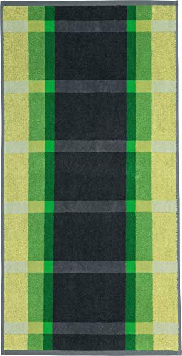 Erwin Müller Walk-Frottier Duschtuch Streifenmuster grün Streifen Größe 70x140 cm - schnell trocknend und extra saugstark, praktisch durch beidseitige Schlaufen, 100% Baumwolle