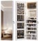 Vlsrka LED Schmuckschrank Hängend, Türspiegel/Wandspiegel mit schmuckschrank, Schmuckschrank mit Spiegel Abschließbarer, Schmuckspielgelschrank mit 3 Farben Licht, Spiegelschrank mit Beleuchtung, Weiß
