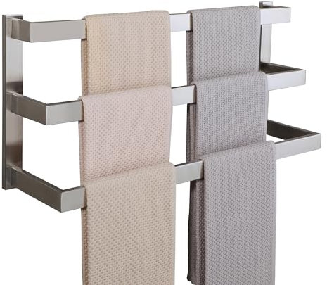 Alise GOY003-LS Handtuchhalter für Badezimmer, WC, Wandhalterung, Handtuchhalter, SUS304 Edelstahl, Handtuchhalter, Handtuchhalter, 58,9 cm, gebürstetes Nickel, 3 Stück