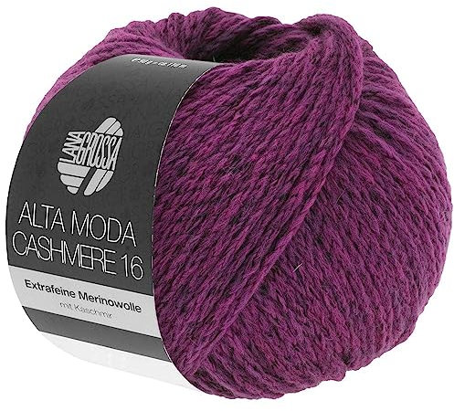 LANA GROSSA Alta Moda Cashmere 16 | Feinste 16 Mikron Merinowolle mit Kaschmiranteil | Handstrickgarn aus 78% Schurwolle (Merino) 12% Kaschmir & 10% Polyamid (Nylon) | 50g zum Stricken | 110m Garn 60