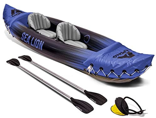 Apollo Kajak Sea Lion | aufblasbar, extra geräumig 312 x 91 x 51 cm | stabiles und leichtes Kanu | bequemes und wendiges Kajak aufblasbar 2 Personen Maximalbelegung | Komplettset einsatzbereit