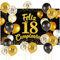 Decoración 18 Cumpleaños Pancarta Grande Feliz 18 Cumpleaños Español + 15pcs Globos Photocall 18 años Fiesta Cartel Oro Negro