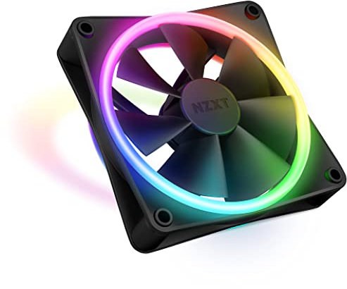 NZXT F120 RGB Duo - 120mm doppelseitiger RGB-Lüfter – 20 einzeln adressierbare LEDs – Ausgeglichener Airflow und statischer Druck – Fluid Dynamic Bearing – PWM Control – Schwarz