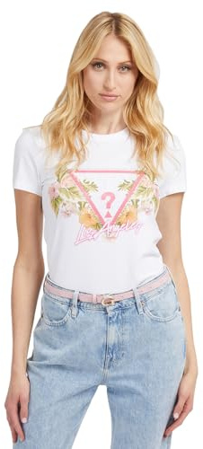Guess Damen Short Sleeve Crew Neck Triangle Flowers Tee T-Shirt