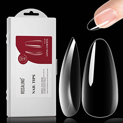 ROSALIND Nageltips Mandel Nägel Tips für Gelnägel, 264PCS Almond Medium Klar Soft Gel Full Cover Nail Tips Nagelspitzen Acryl Mandelform Falsche Nagel Künstlich tips mit Box für Nail Art,12 Größen