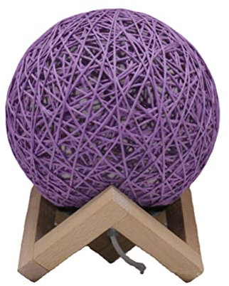 anso Lampe de chevet LED en rotin avec base pour la maison, la chambre à coucher, multicolore (violet)