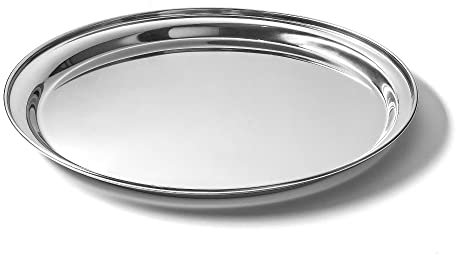 Forgast Bandeja Redonda de Servir | Diámetro 36 cm | Acero Inoxidable | Bandeja Decorativa | Bandeja de Camarero | Apta para Lavavajillas camareros
