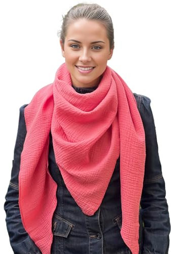 Scandi Linen Musselin Tuch Damen, Musselin Schal Damen, Viereckig (einlagig), Coral