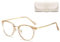 Cleoxyge Blaulichtfilter Brille Ohne Sehstärke für Damen-Herren,Metallrahmen Anti Blaulicht UV400-Schutz PC Gaming Mit Brillenetuis und Brillenputztuch (C005 - Champagner Metallgestell)