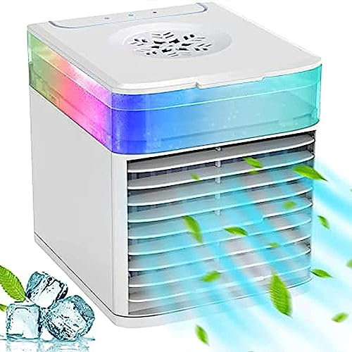 Ventilador Enfriador De Aire , Funcionamiento Silencioso Aire Condicionado Mini Portatil - 3 Velocidades Ajustables Aire Acondicionado Para Camper , para Cualquier HabitacióN, Oficina, Viajes, Camping