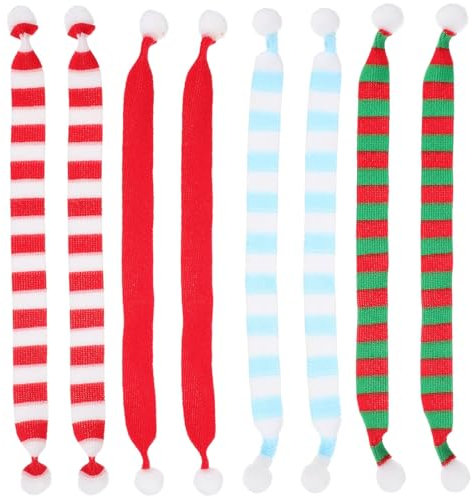 Baluue 8stücke Mini Weihnachts-schal Teilig Dekorative Gestrickte Mini-schals Aus Weichem Vielseitig Einsetzbar Für Flaschen Puppen Und Heimdekoration Für Festliche Anlässe