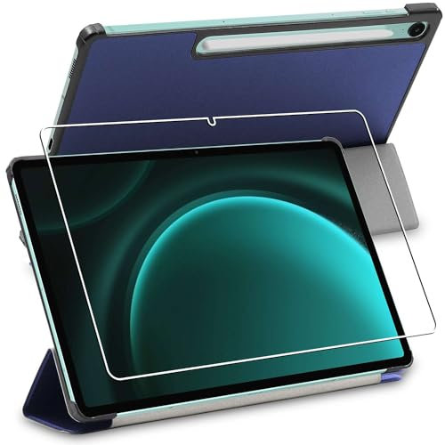 ebestStar - Coque pour Samsung Galaxy Tab S9 FE X510N, 5G X516B, Etui Slim Cover, Housse PU Cuir Rabat Magnétique, Bleu Foncé + Verre Trempé