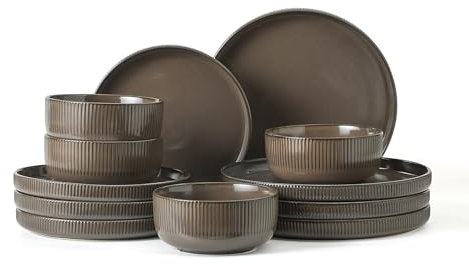 Frewinky Geschirr-Set, 12-teilig, Schwarz