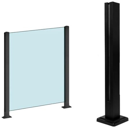 Glasgeländer Pfosten Geländer Schwarzes Glas Geländerpfosten, Glas-Geländerpfosten Säule für Balkongeländer Balkontreppen, Kann keinen Handlauf hinzufügen Version & Höhe anpassbar ( Color : End Post ,