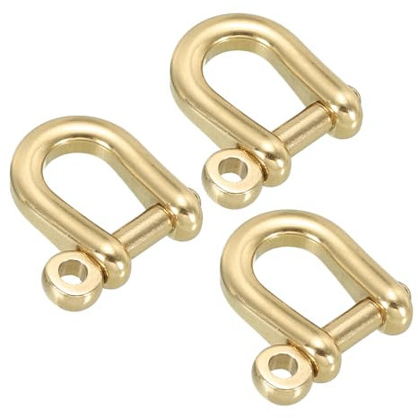 PATIKIL Manilles à Anneau en D, 3Pcs 1/4 Pouce Largeur Intérieure Petites Manilles en Forme de U en Laiton Massif pour Le Remplacement de l'Artisanat du Cuir Bricolage