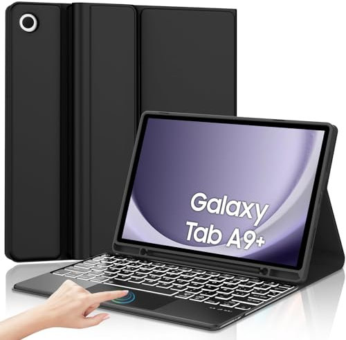 IVEOPPE Teclado Samsung Galaxy Tab A9 Plus 11 Pulgadas 2023 con Touchpad, Funda Teclado Trackpad Español Ñ Bluetooth Retroiluminado Desmontable para Samsung Galaxy A9+, Negro