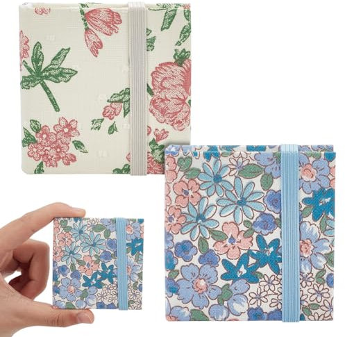 PLIGREAT 2 Pcs Mini Aquarell Skizzenbuch 6x6 cm 300g Portable Square Fabric Cover Kleine Aquarell Skizzenbuch 40 Seiten (20 Blätter) Aquarell texturierte Zeichnung Papiere Travel Sketchbook