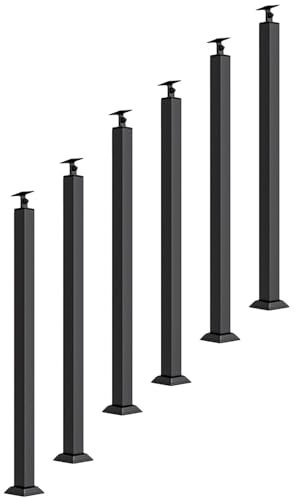 Geländer Innen Außen Treppengeländer Pfosten 2 4 6 8 10 St. Schwarze Metall-Geländerpfosten, 70-151 cm Hoch Treppe Geländer System Säule Für Innenbereich Außenbereich Terrasse Veranda Treppe Bodenmo