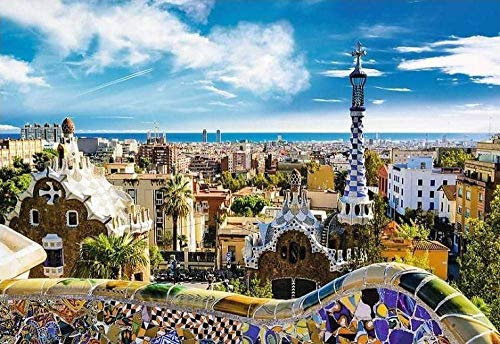 IGHSNZUH Puzzle 1000 Teile Park Güell, Barcelona Erwachsenenpuzzle 1000 Teile, Anspruchsvolles Puzzlespiel/Feiertagsweihnachten 70 * 50 cm