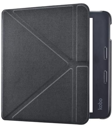 DMLuna Étui pour Kobo Libra Colour 7 (Modèle N428 2024) - Coque légère en Cuir PU de qualité supérieure avec Support Origami et Fonction Auto Sleep/Wake - Noire