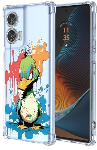 XINYEXIN Transparente Hülle für Motorola Edge 50 Fusion, Bunte Coole Kunst Graffiti Serie Süßes Muster, Ultra Dünn Stoßfest TPU Klare Handy Schutzhülle - Duck